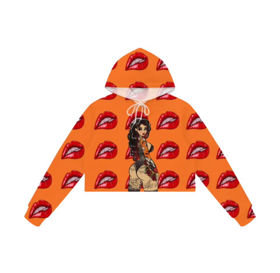 Kiss my !!!! Women's Cropped Hoodie